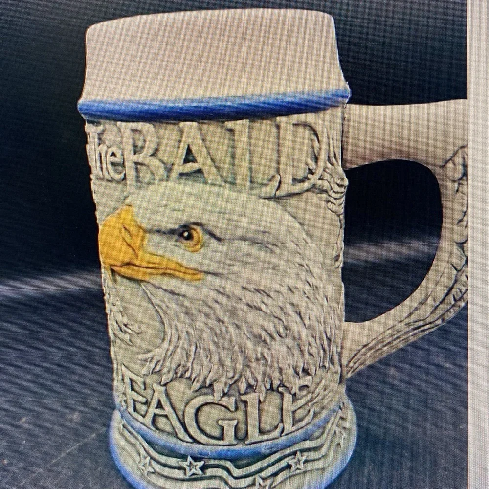 Tom O’Brien Bald Eagle Ceramic Bear Stein 2000